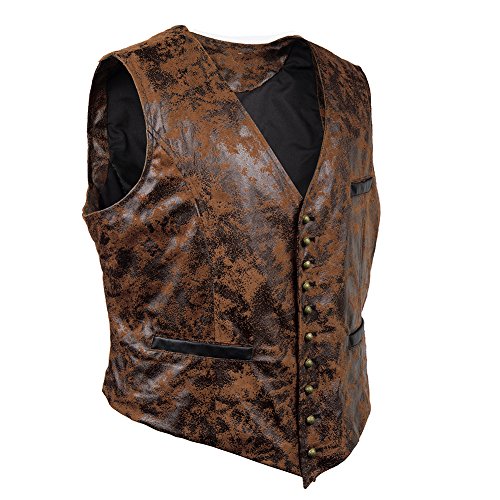 Bslingerie® Chaleco de piel sintética para hombre, estilo gótico steampunk marrón XXL