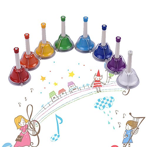 Btuty Kit de campanas de percusión de mano de campana de metal diatónica de 8 notas para enseñanza de aprendizaje musical