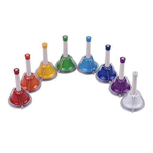 Btuty Kit de campanas de percusión de mano de campana de metal diatónica de 8 notas para enseñanza de aprendizaje musical