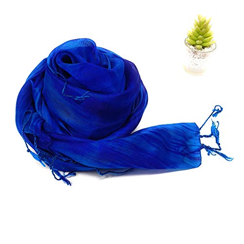 Bufanda azul 100% seda pura bufanda mujer bufandas chal abrigo pintado a mano bufanda de seda azul hecha a mano