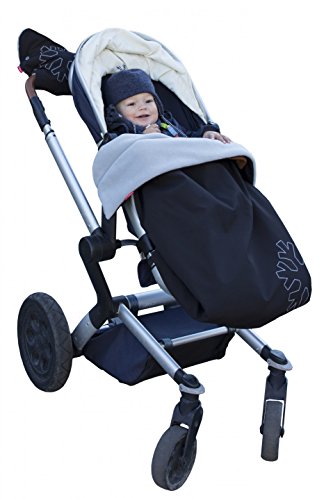 ByBoom® Manta para carrito - Softshell termoactiva; Manta de bebé funcional/universal/para exterior, Color:Negro/Gris