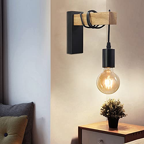 BYX Loft Style Lámpara moderna E27 Apliques de pared Luminaria para iluminación interior Pasillo Mesita de noche Soporte de lámpara de sala de estudio montado en la pared de metal