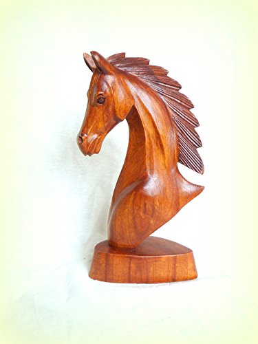 Caballo Busto Cabeza de caballo caballo escultura de madera figura madera tallada a mano 30 x 16 x 10 cm