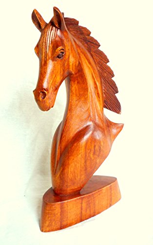 Caballo Busto Cabeza de caballo caballo escultura de madera figura madera tallada a mano 30 x 16 x 10 cm