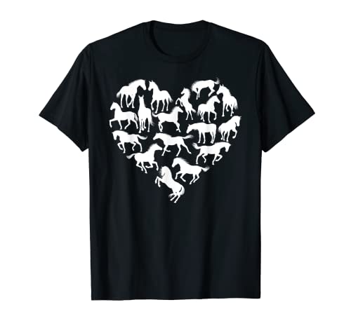 Caballo Corazón Amante Jinete Ecuestre Carreras de Caballo Jinete Camiseta