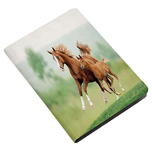 Caballo Decor - Funda para iPad de 10,2 pulgadas (7ª generación), diseño de caballos de castaño y potro, color verde