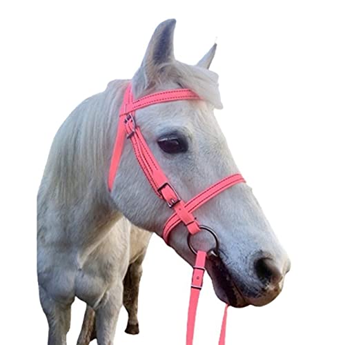 Caballo Ecuestre Brida Cabestro PU Collar de Cabeza de Caballo Ajustable Equitación Equipo de Carreras Cuerda de Entrenamiento (Color: Rojo)