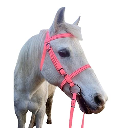 Caballo Ecuestre Brida Cabestro PU Collar de Cabeza de Caballo Ajustable Equitación Equipo de Carreras Cuerda de Entrenamiento (Color: Rosa)