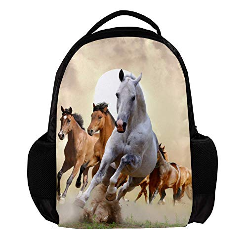 Caballos al Galope Regalo para Mochilas Daypack para niños, Fashion Travel Schoolbag, Bolsas de Estudiante portátil para niños o niñas Holds, 27.5x13x40cm