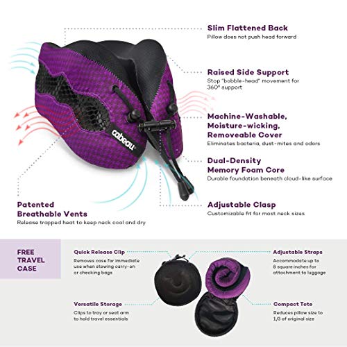 Cabeau Evolution Cool Travel Pillow- The Best Air Circulating Head and Neck Memory Foam Cooling Travel Pillow - Black
