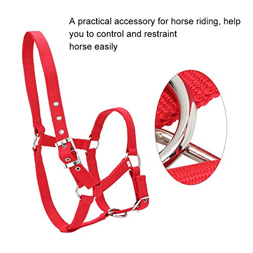 Cabestro para montar a caballo, brida de caballo roja de repuesto de PP de doble capa, accesorio para montar a caballo para controlar el caballo de sujeción con hebilla