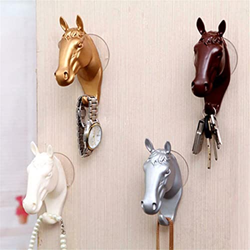 Cabeza de caballo Gancho de pared individual / Percha Gancho para sombrero de abrigo en forma de animal, Perchero decorativo de pared Perchero Percha Gancho de resina para caballo (4 piezas)