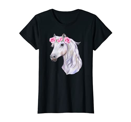 Cabeza de caballo, moho, rosas, equitación, ponis. Camiseta