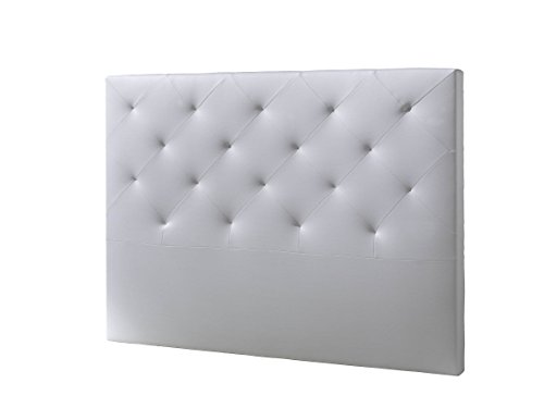 Cabezal tapizado Rombo 160X115 Blanco, Acolchado con Espuma, 8 cm de Grosor, Incluye herrajes para Colgar