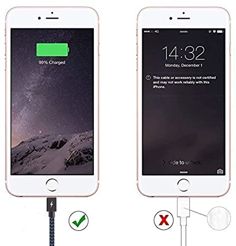 Cable Cargador iPhone, [3Pack 1M 1M 2M ] Cable Lightning Carga Rápida Trenzado de Nylon Cargador iPhone Compatible con Apple iPhone 11 XS MAX XR X 8 Plus 7 Plus 6S 6 Plus