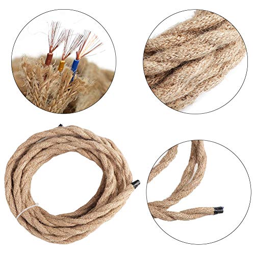 Cable textil de GreenSun, 3 hilos, 10 m, 3 x 0,75 mm², cuerda de cáñamo, cable de tela, cable de lámpara vintage, cable de alimentación