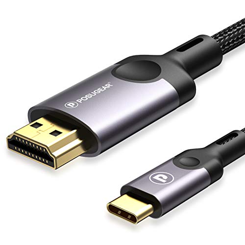 Cable USB C a HDMI 3M 4K 60Hz, POSUGEAR Tipo C Thunderbolt 3 a Cable HDMI Compatible con TV, Smartphones, Laptops, MacBook Pro/Air, iPad Pro, Surface Pro, DELL XPS, Samsung Galaxy, Huawei, etc. (3M)