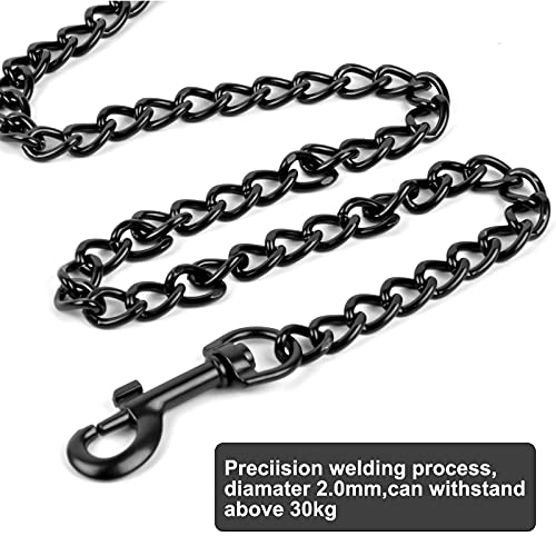 Cadena Perro Metal, Correas Perro Cadena, Correa para Perros Servicio Pesado, Correa para Perro con Puño de Cuero, Bite Prueba Cadena De Metal Collar para Perros pequeños y medianos 120 cm