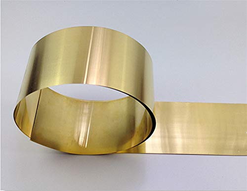 caihv-Lámina de Metal Placa de latón de latón de láminas de latón de latón Fino H62, Grueso 0.1/0.2/0.3/0.5mm, Ancho 10/20/30 / 50mm, 1 Meter/Roll, Hoja Pura