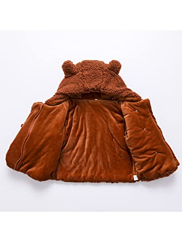 CAIJ Chaqueta de forro polar para niños y niñas, de moda, chaqueta de invierno cálida de peluche, con capucha y cremallera acolchada, chaqueta de entretiempo 2022