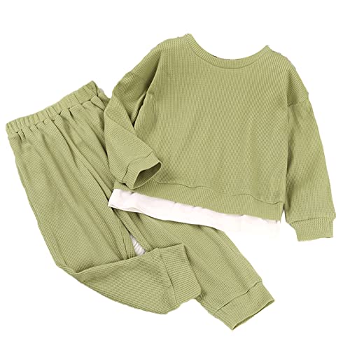 CAIJ Conjunto de ropa para bebé, niño, niña, de manga larga, de punto, camiseta y pantalón, para recién nacidos, suave, monocolor