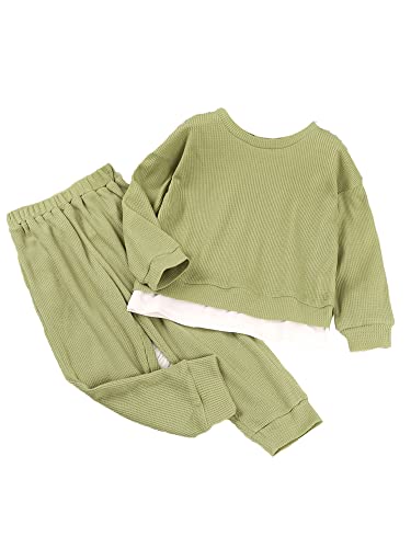 CAIJ Conjunto de ropa para bebé, niño, niña, de manga larga, de punto, camiseta y pantalón, para recién nacidos, suave, monocolor