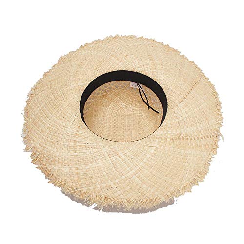 CAIYAN Simple Sombrero de Sol Verano Lafite Accesorios de Moda de ala Ancha Sombreros Hueco Transpirable Visera Sombreros de la Playa de Bohemia de la chistera (Color : Light Khaki, Size : 56-58cm)