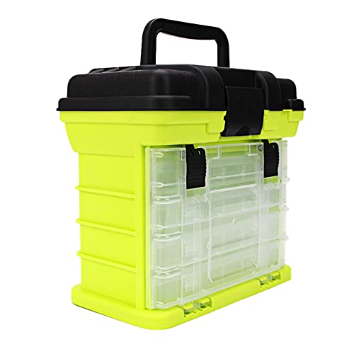 Caja de aparejos de pesca, Caja de pesca de 4 capas multifuncionales portátiles Caja de accesorios de pesca de pesca con mango caja de utilidad-Yellow