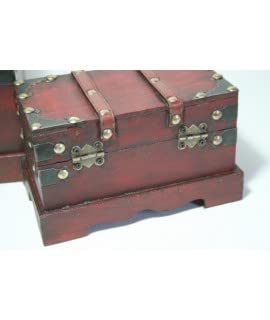 CAL FUSTER Caja joyero de Madera Color Caoba con herrajes y Correas. Medidas: 11x18x10 cm.