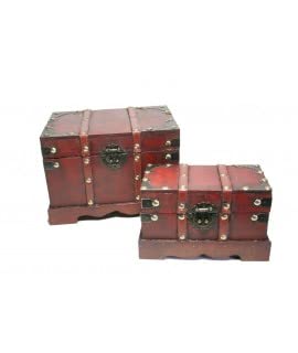 CAL FUSTER Caja joyero de Madera Color Caoba con herrajes y Correas. Medidas: 11x18x10 cm.