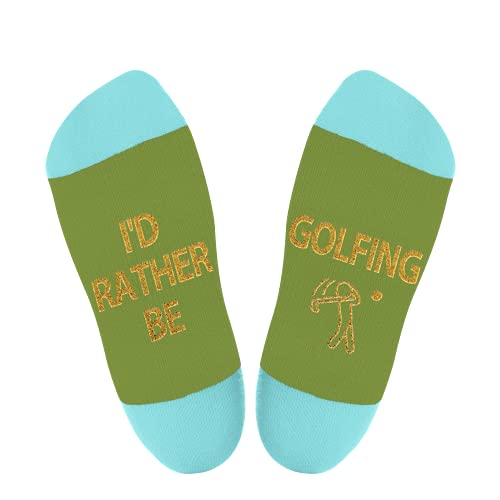 Calcetines golf divertidos para hombres, adolescentes, con texto en inglés "I d Rather Be Golfing Crew Calcetines – Calcetines divertidos de algodón para amantes del golf regalos divertidos de Navidad