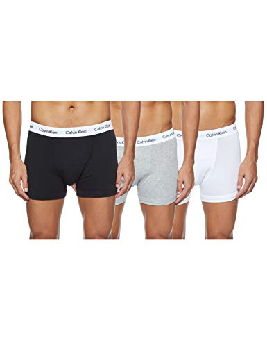 Calvin Klein Cotton Stretch Trunk 3Pk Bóxer, Multicolor (Black/White/Grey Heather), L (Pack de 3) para Hombre