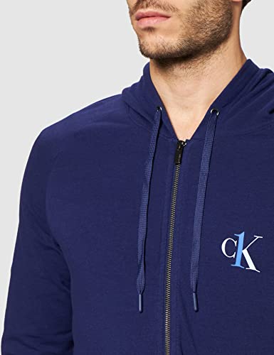 Calvin Klein Full Zip Hoodie Sudadera con Capucha, Púrpura Fuss, L para Hombre