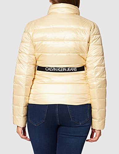 Calvin Klein Jeans Chaqueta de Motorista elástica con Logotipo en la Espalda Acolchada, Muselina, XL para Mujer