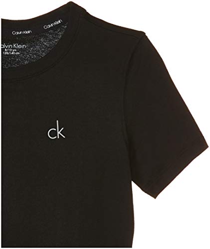 Calvin Klein Modern tee Camiseta, Negro (Black/White Lg 930), 152 centimeters (Talla del fabricante: 10-12) para Niños