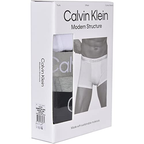 Calvin Klein Trunk 3Pk Bóxers, Negro (White/Black/Grey Heather), M (Pack de 3) para Hombre