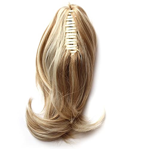 CAMERON HAIR Cola de caballo con clip de 35 cm, rubio muy claro, aspecto natural, dos opciones de uso, suave, secado con secador, modelado, alisado