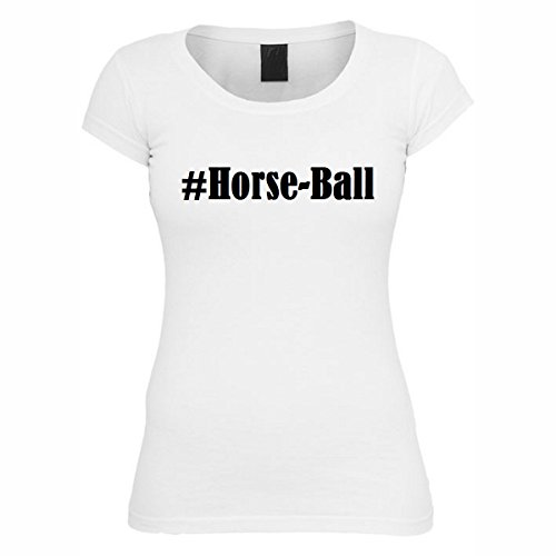 Camiseta #Horse Ball Hashtag con rombos para mujer, hombre y niños en los colores blanco y negro Blanco Medium