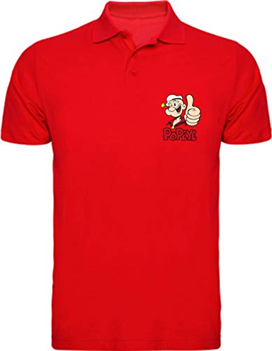 Camisetas EGB Polo Popeye ochenteras 80´s Retro (Rojo, 4XL)