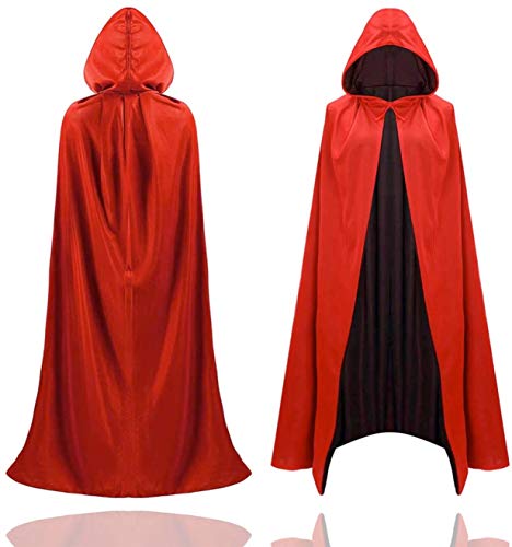 Capa de disfraz de Halloween - rojo y negro - capa con capucha para niños y adultos - mujeres y hombres