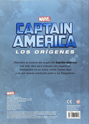 Capitán América. Los orígenes. Libro para colorear: Colorear con pegatinas (Marvel. Los Vengadores)