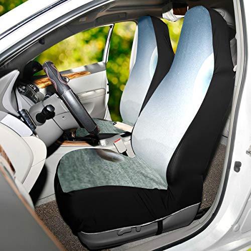 Car Seat Covers 2PC Front Seats Dog Watching Moon Beautiful Full Moon Automotive Seat Covers With Back Pocket Seat Protector Car Mat Covers Full Fit Most Vehicle, Cars, Sedan, Truck, Suv