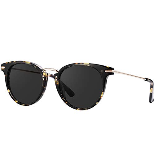 Carfia Gafas de sol polarizadas vintage para mujer Gafas de sol con montura retro de ojo de gato Gafas de protección UV400