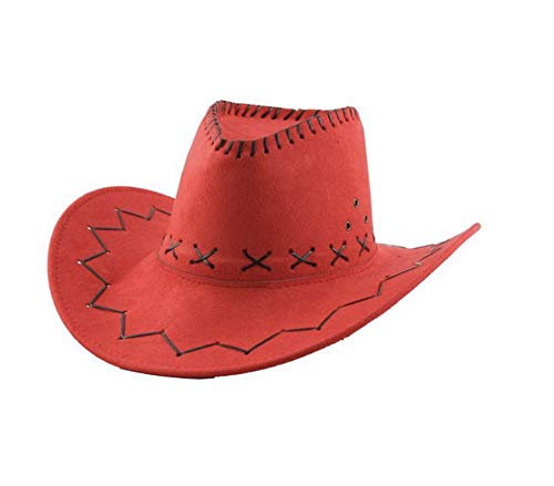 Carnavalife Sombrero Cowboy de Vaquero Toy Story Western Disfraz para Adulto y Niños YJ-24 (Rojo, Adulto/58cm)
