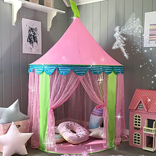 Carpa para niños Princess Castle for Girls - Glitter Castle Pop Up Play Carpa Tote Bag - Niños Playhouse Toy para Juegos de Interior y Exterior 41 "X 55" (DxH)