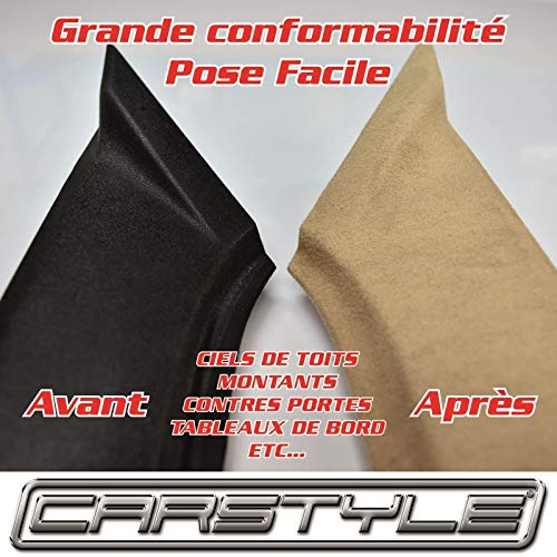 Carstyle Suedine-Ante adhesivo hoja 142 cm x 20 cm, fácil de colocar, color beige
