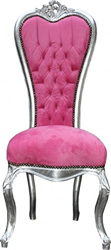 Casa Padrino Barroco Silla Trono la Reina Ana Rosa/Plata - Alta sillón