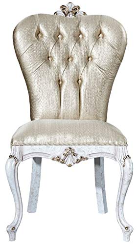 Casa Padrino Conjunto de sillas de Comedor barrocos de Lujo Oro/Blanco Antiguo/Oro 57 x 65 x A. 113 cm - Conjunto de 6 sillas de Cocina - Muebles de Comedor barrocos - Noble y Magnífico
