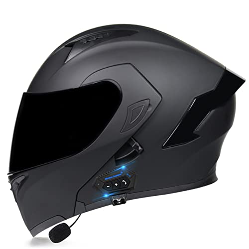 Casco De Moto Modular Bluetooth Integrado Anticolisión Unisex for Adultos con Doble Visera Motocicleta ECE Homologado Prueba De Viento (Color : G, Size : XL/X-Large (59-60cm))