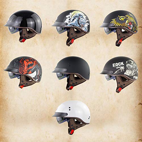 Casco Moto Jet Abierto,Casco ECE Homologado Retro Vintage Style Cascos Half-Helmet con Visera Casco Moto Abierto para Adultos Hombres Mujeres E,XL60~61CM